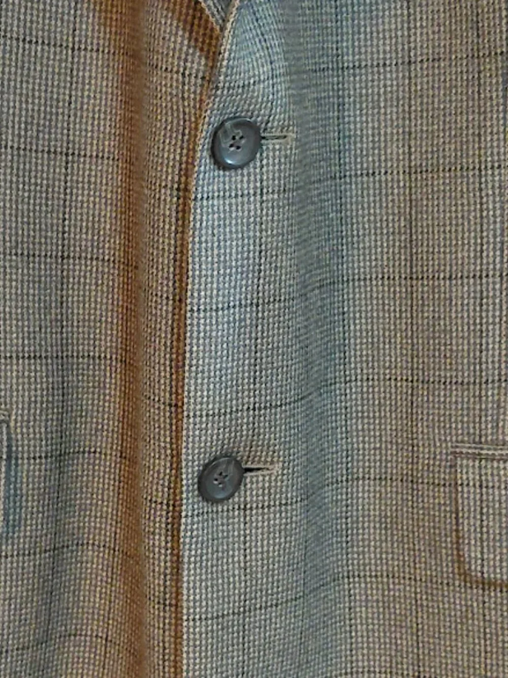 Vintage Oscar de la Renta Fine Plaid Brown/Taupe Lambswool & Cashmere Blazer 46L